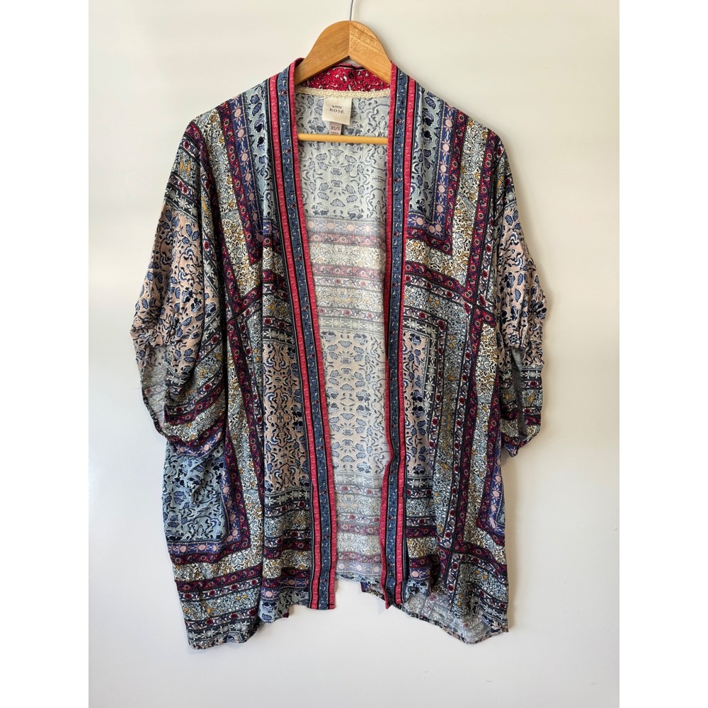Knox‎ Rose Kimono Open Front Floral Print Bohemian Cover Up XS/S